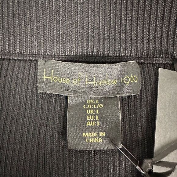 House of Harlow 1960 Black Ribbed Side Slit Pencil Skirt Size Large NEW - Picture 4 of 8